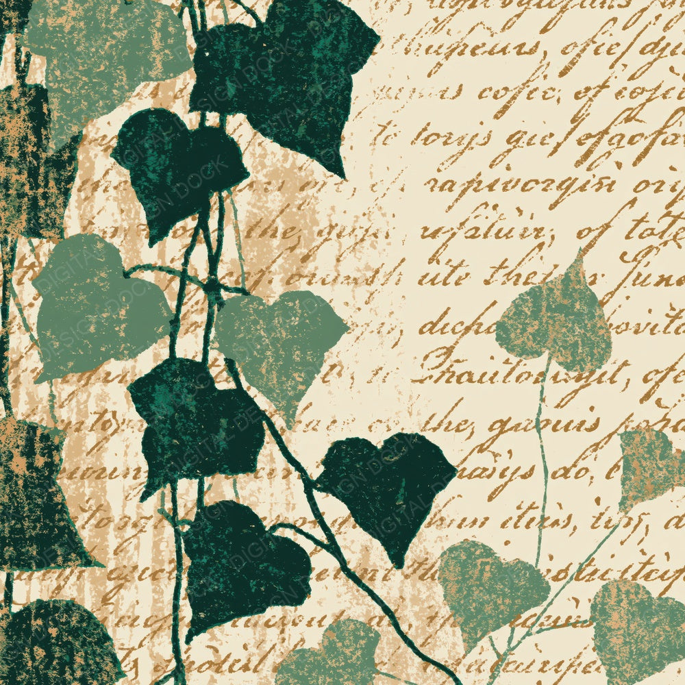 Woodblock Ivy Script Forest Moss Digital Paper Pack (DDD012513)