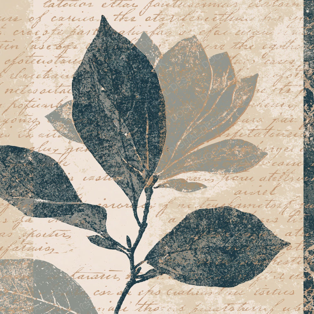 Woodblock Magnolia Script Dove Pewter Digital Paper Pack (DDD012516)