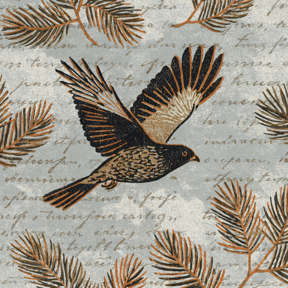 Woodblock Eagle Pine Bronze Stormcloud Digital Paper Pack (DDD012528)