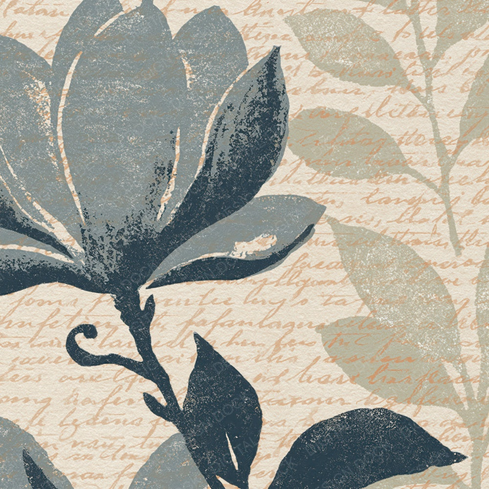 Woodblock Magnolia Dove Pewter Digital Paper Pack (DDD012533)