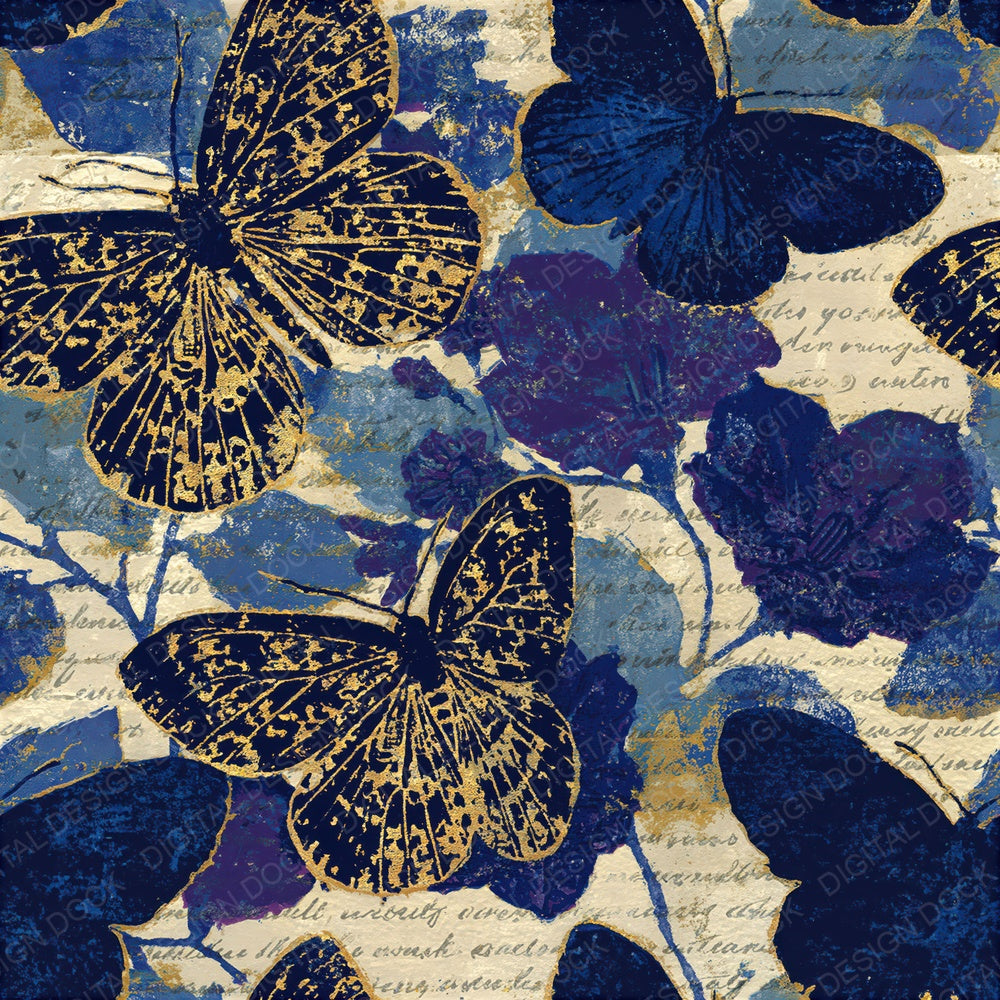 Woodblock Moth Nightshade Midnight Bone Seamless Digital Paper Pack (DDD012534)