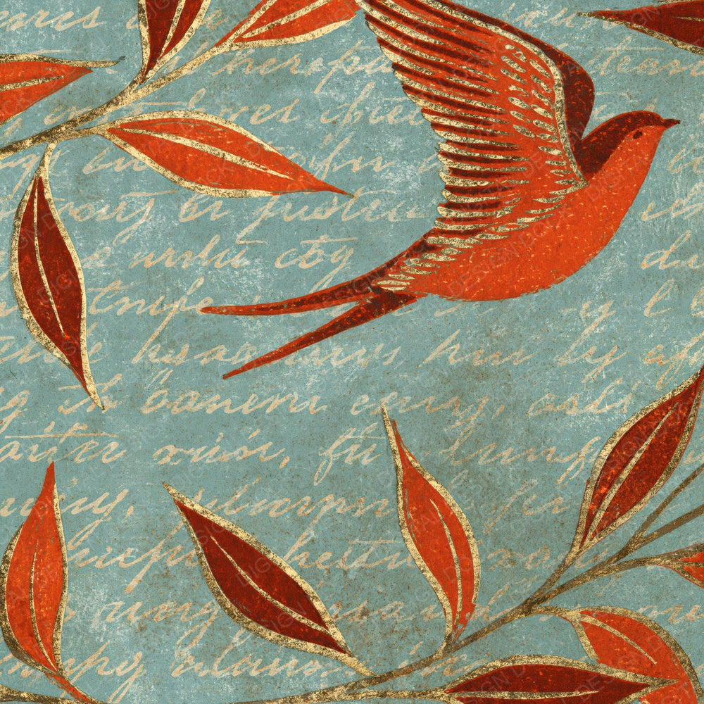 Woodblock Swallow Willow Carnelian Chalk Digital Paper Pack (DDD012543)
