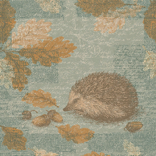 Woodblock Hedgehog Acorn Caramel Digital Paper Pack (DDD012549)