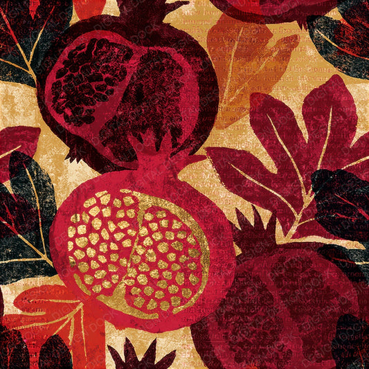 Woodblock Pomegranate Fig Ruby Clay Seamless Digital Paper Pack (DDD012556)