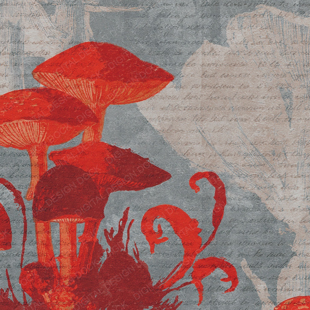 Woodblock Toadstool Moss Scarlet Ash Digital Paper Pack (DDD012562)