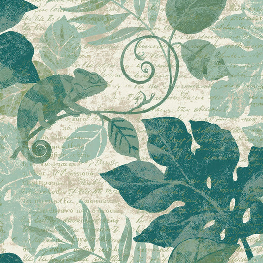Woodblock Chameleon Vine Jade Digital Paper Pack (DDD012565)