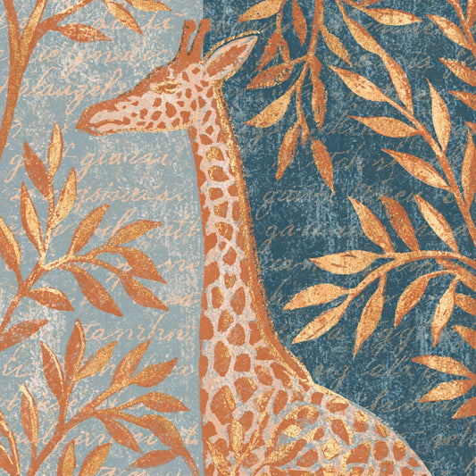 Woodblock Giraffe Acacia Apricot Digital Paper Pack (DDD012571)
