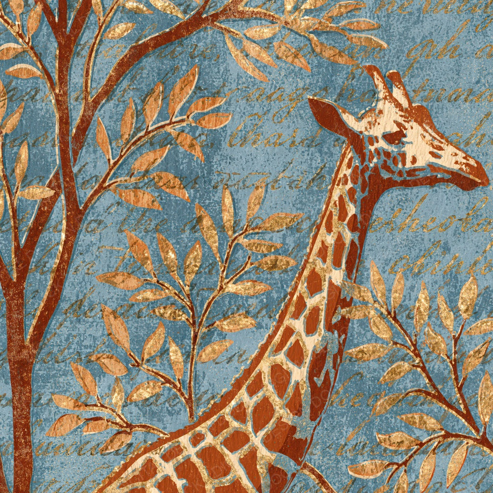 Woodblock Giraffe Acacia Apricot Digital Paper Pack (DDD012571)