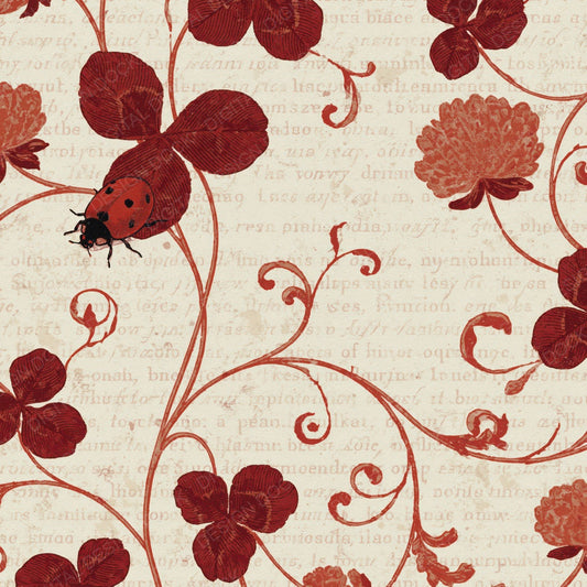 Woodblock Ladybird Clover Cherry Digital Paper Pack (DDD012572)