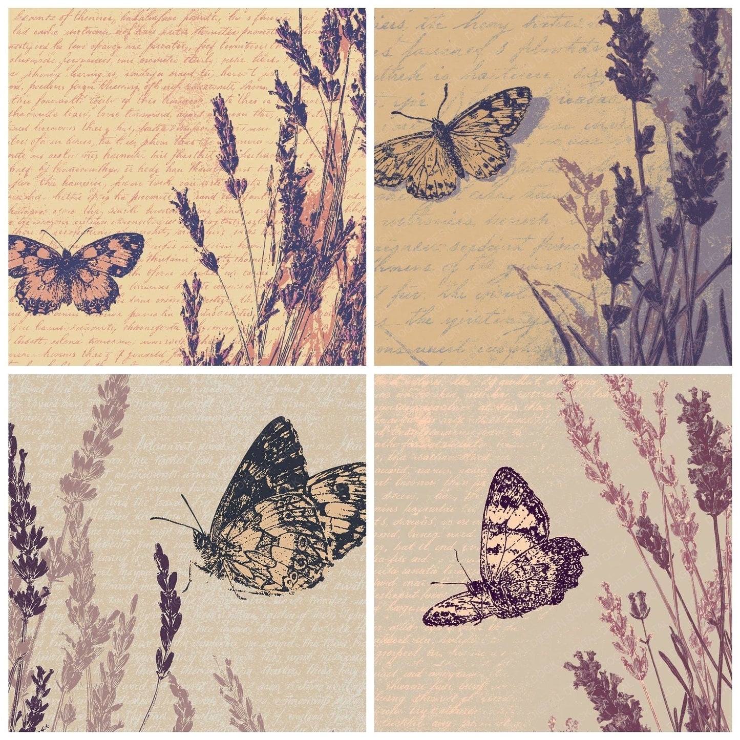Woodblock Moth Lavender Lilac Digital Paper Pack (DDD012575)