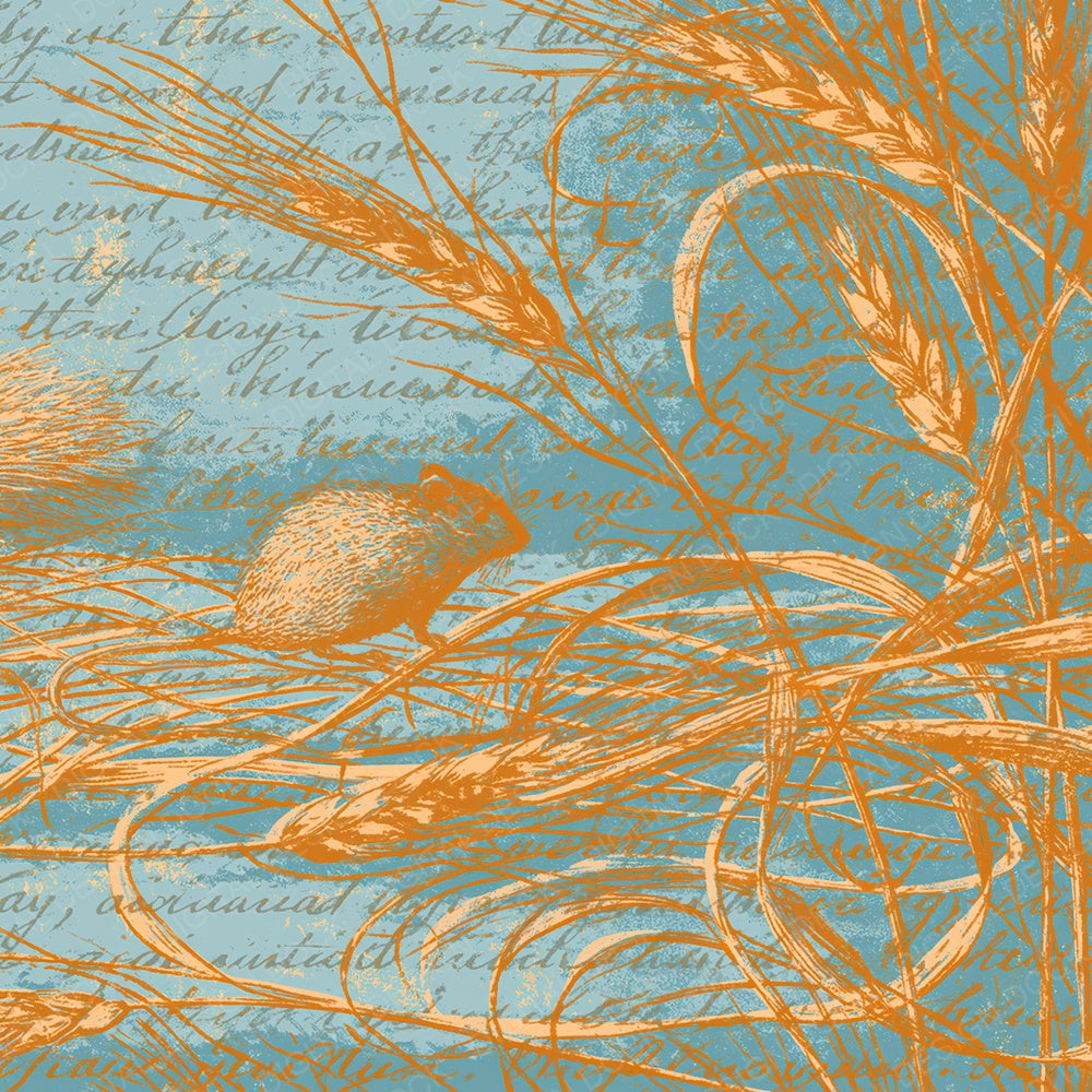 Woodblock Mouse Wheat Toffee Digital Paper Pack (DDD012595)