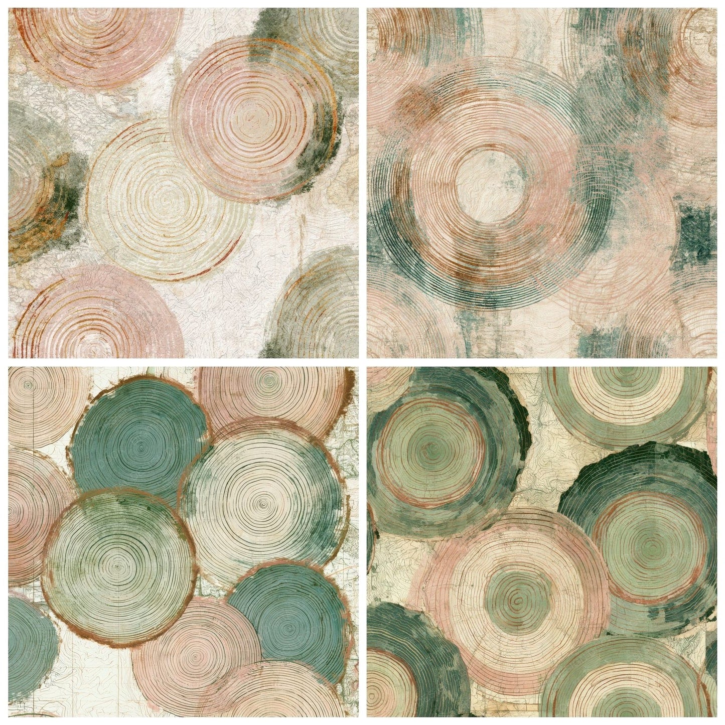 Antique Map Concentric Rings Bone Digital Paper Pack (DDD012606)