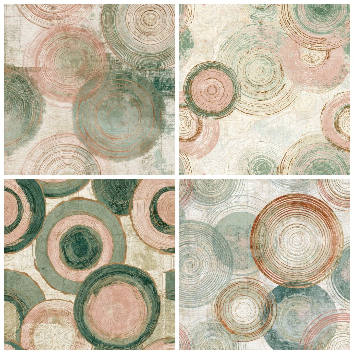 Antique Map Concentric Rings Bone Digital Paper Pack (DDD012606)