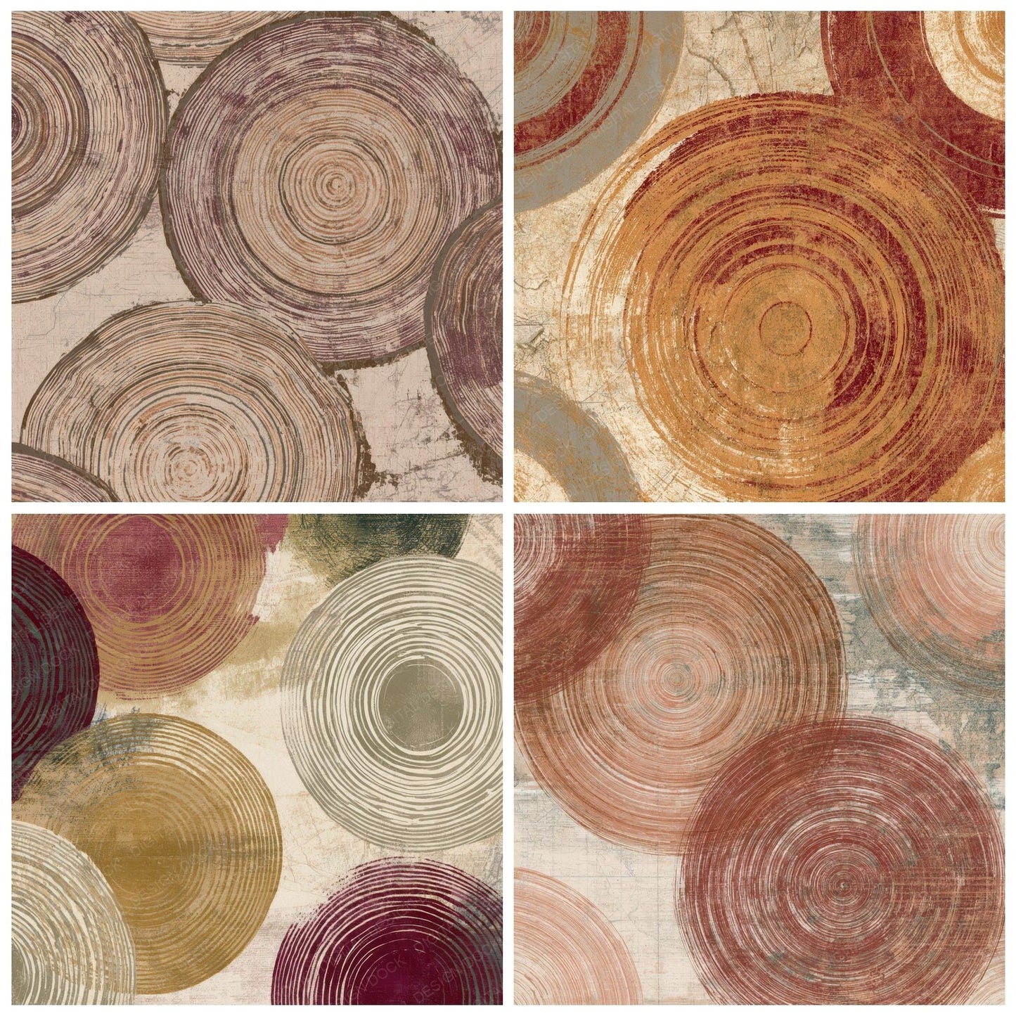 Mezzotint Concentric Rings Cinnamon Burgundy Digital Paper Pack (DDD012608)