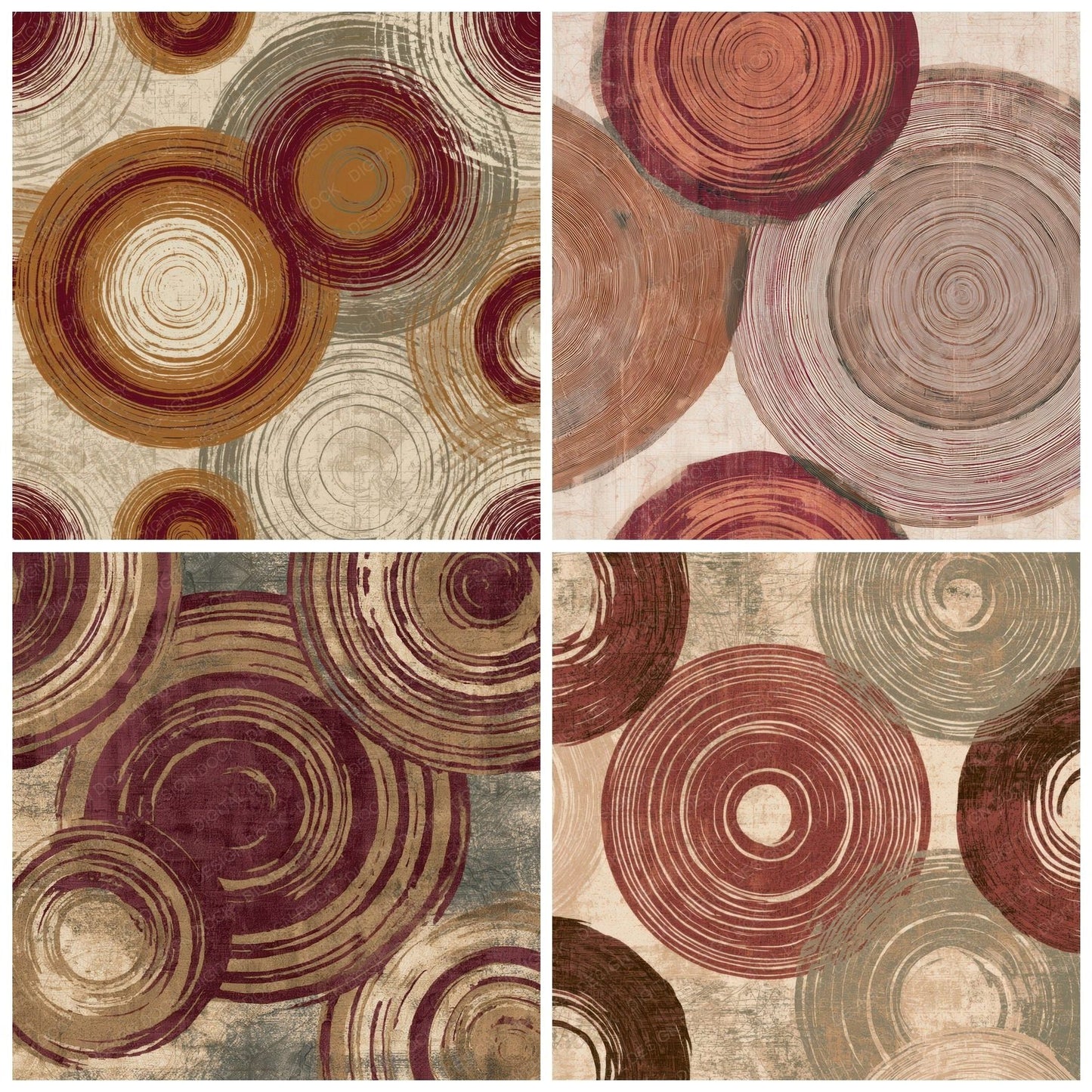 Mezzotint Concentric Rings Cinnamon Burgundy Digital Paper Pack (DDD012608)