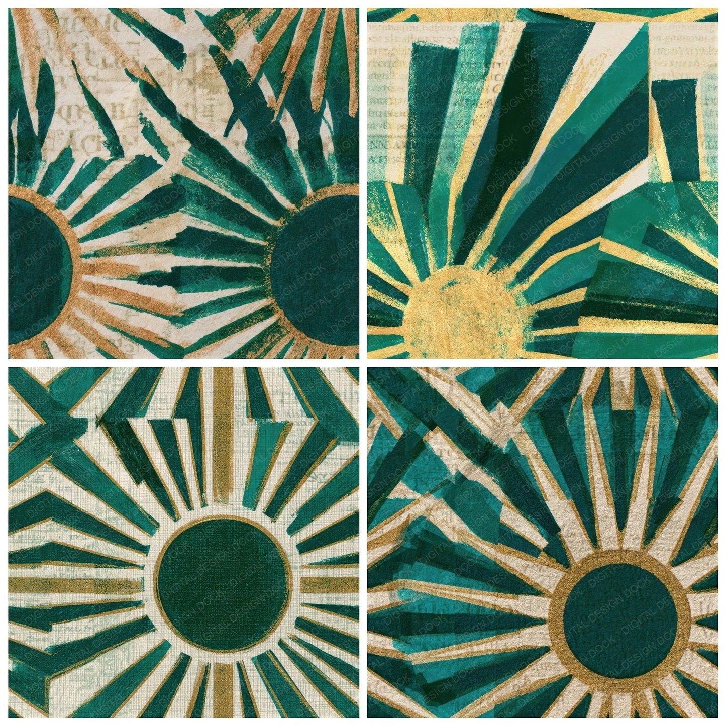 Risograph Sun Emerald Parchment Seamless Digital Paper Pack (DDD012609)