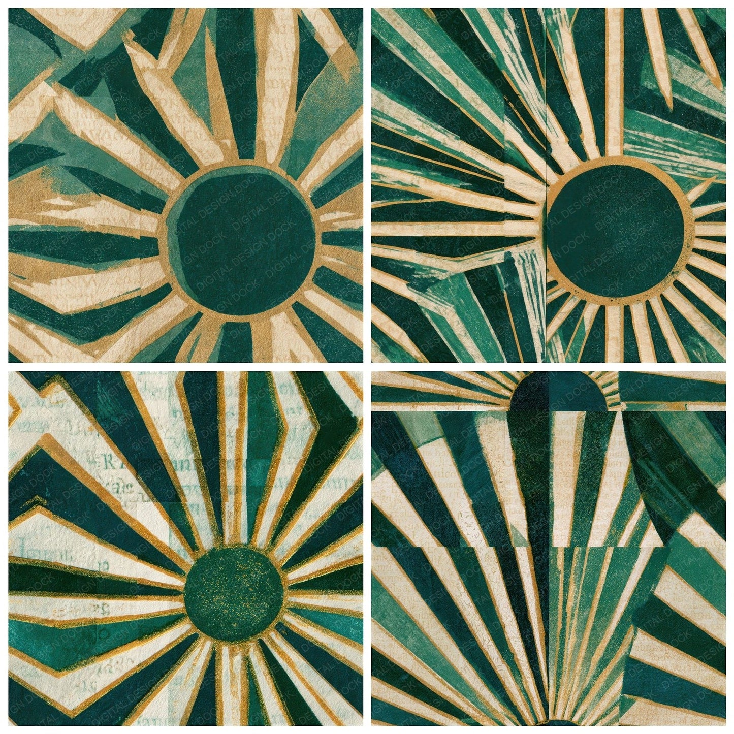 Risograph Sun Emerald Parchment Seamless Digital Paper Pack (DDD012609)