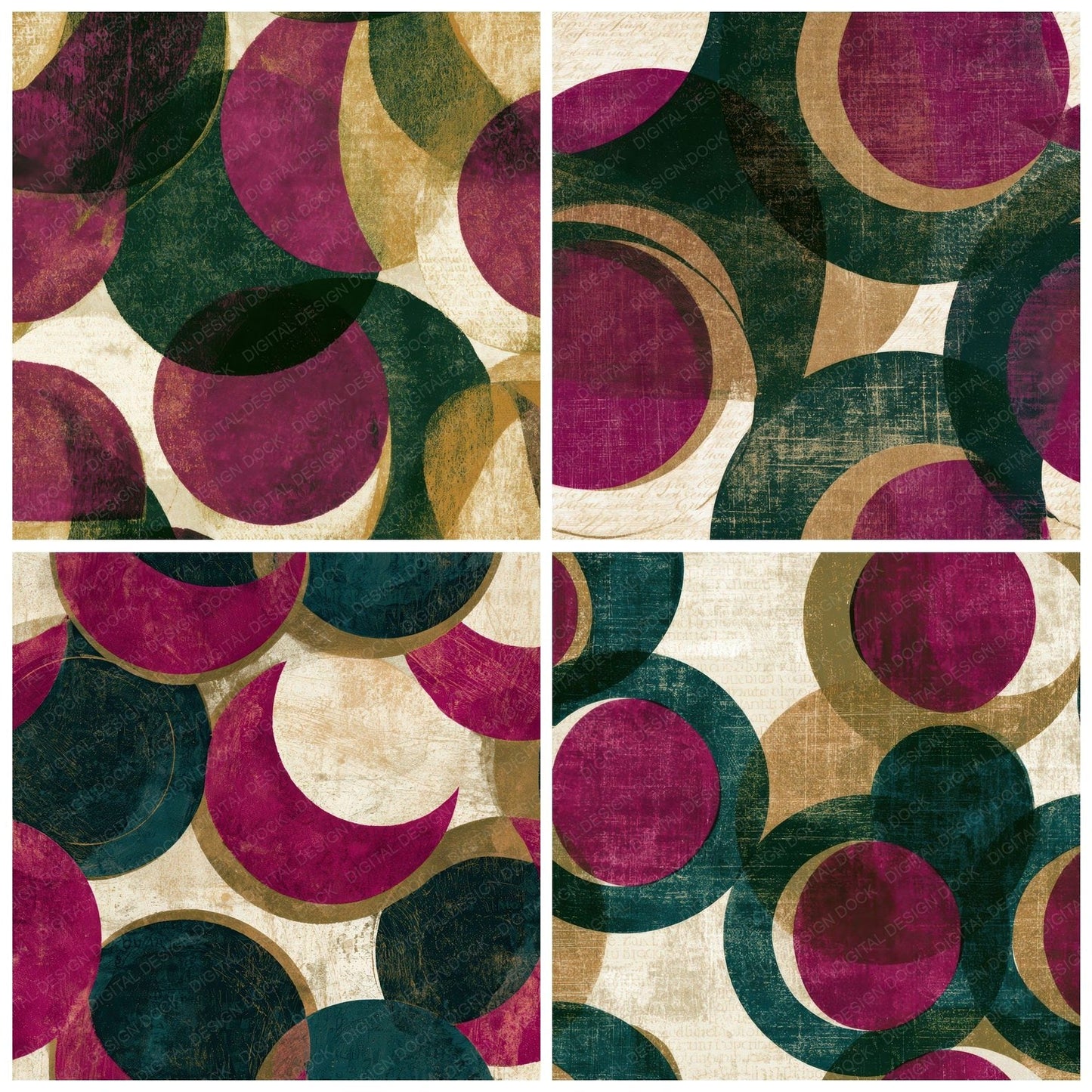 Woodblock Eclipse Magenta Cream Digital Paper Pack (DDD012614)