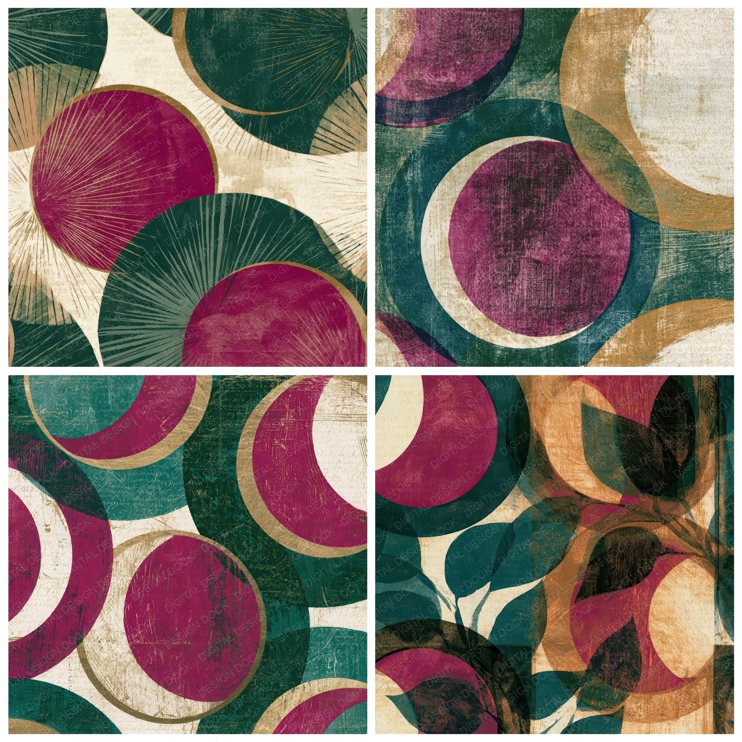 Woodblock Eclipse Magenta Cream Digital Paper Pack (DDD012614)