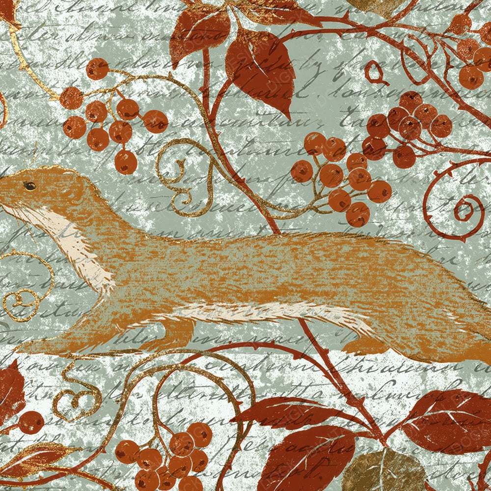 Woodblock Weasel Bramble Hazel Digital Paper Pack (DDD012621)