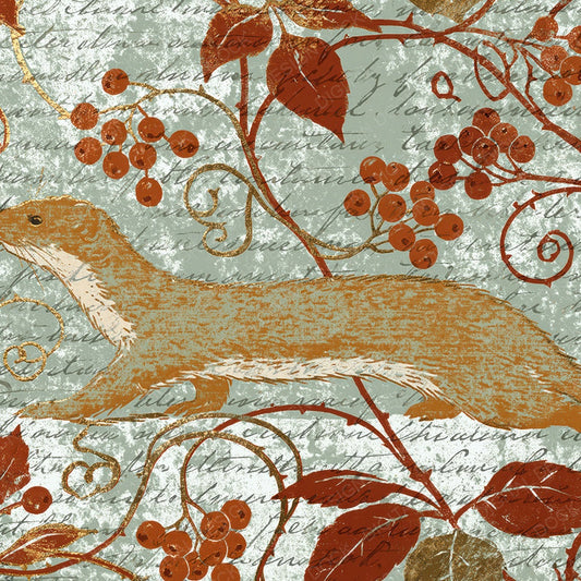 Woodblock Weasel Bramble Hazel Digital Paper Pack (DDD012621)