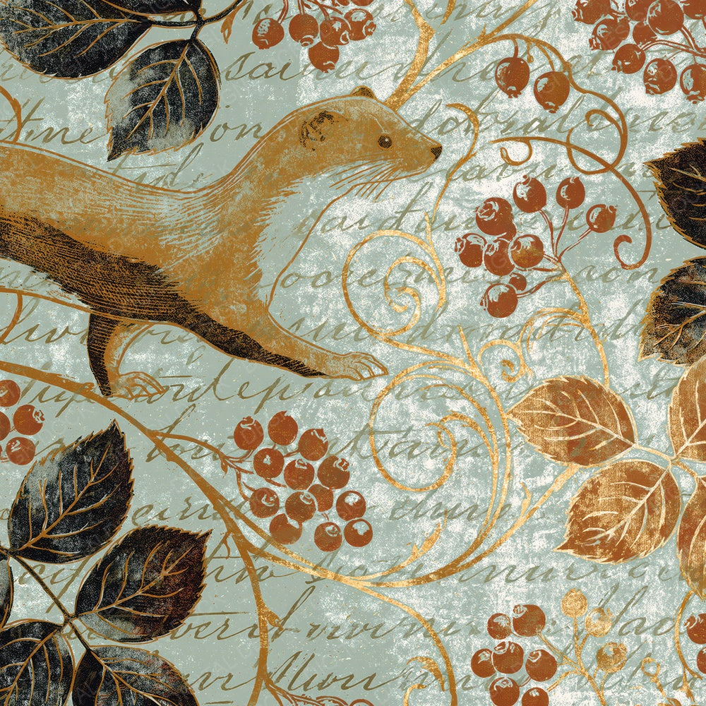 Woodblock Weasel Bramble Hazel Digital Paper Pack (DDD012621)