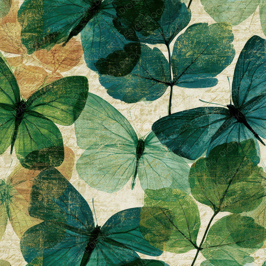 X Ray Butterfly Emerald Parchment Digital Paper Pack (DDD012622)