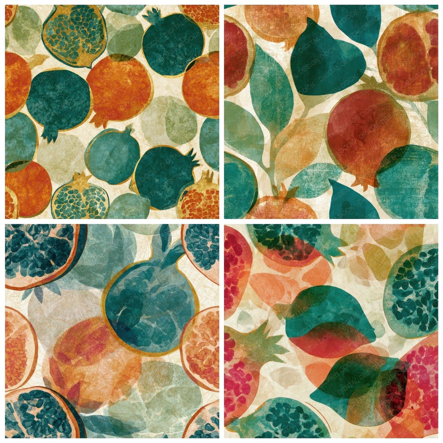X Ray Pomegranate Jade Bone Digital Paper Pack (DDD012624)