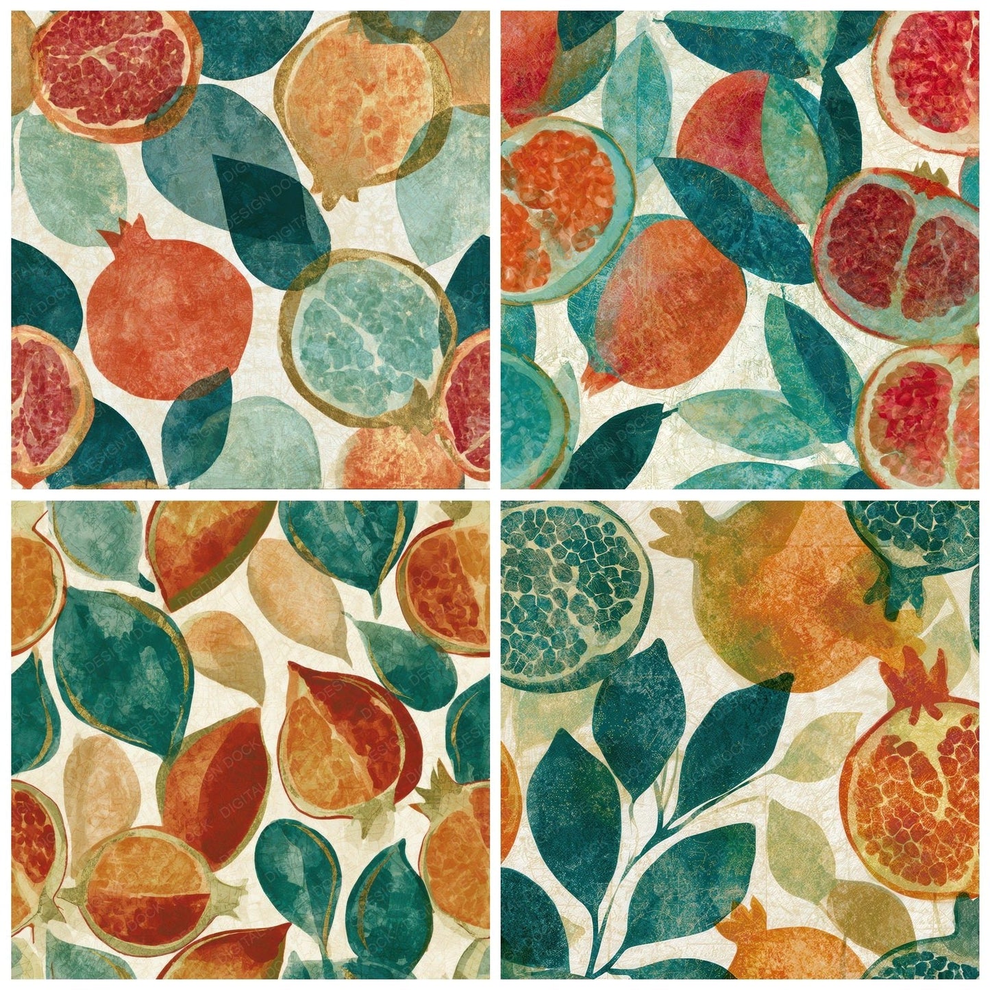X Ray Pomegranate Jade Bone Digital Paper Pack (DDD012624)