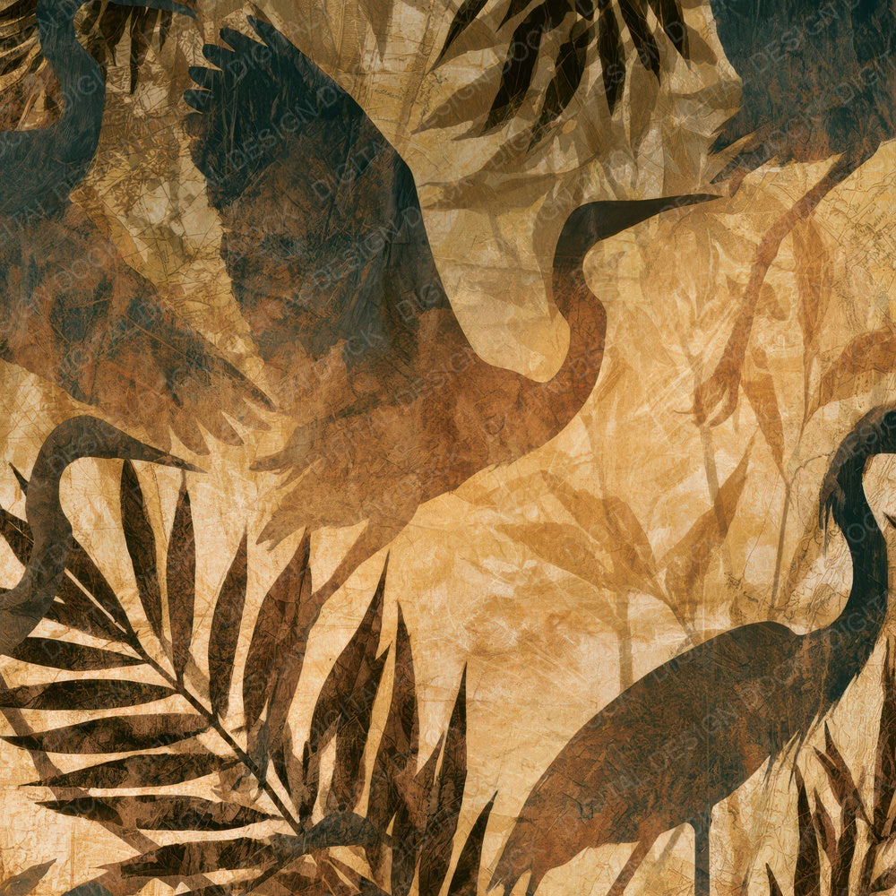 Antique Botanical Heron Sepia Digital Paper Pack (DDD012625)