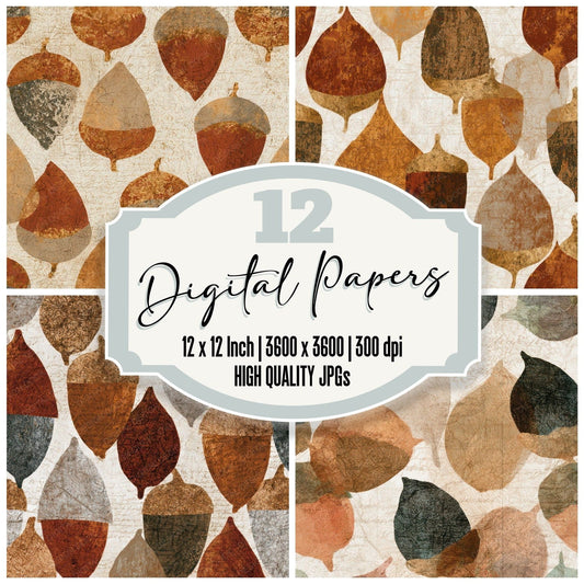Antique Map Acorn Sienna Digital Paper Pack (DDD012626)