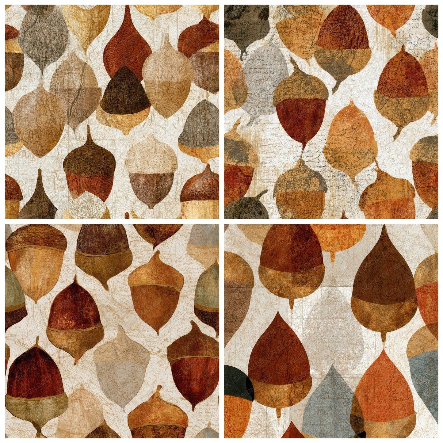 Antique Map Acorn Sienna Digital Paper Pack (DDD012626)