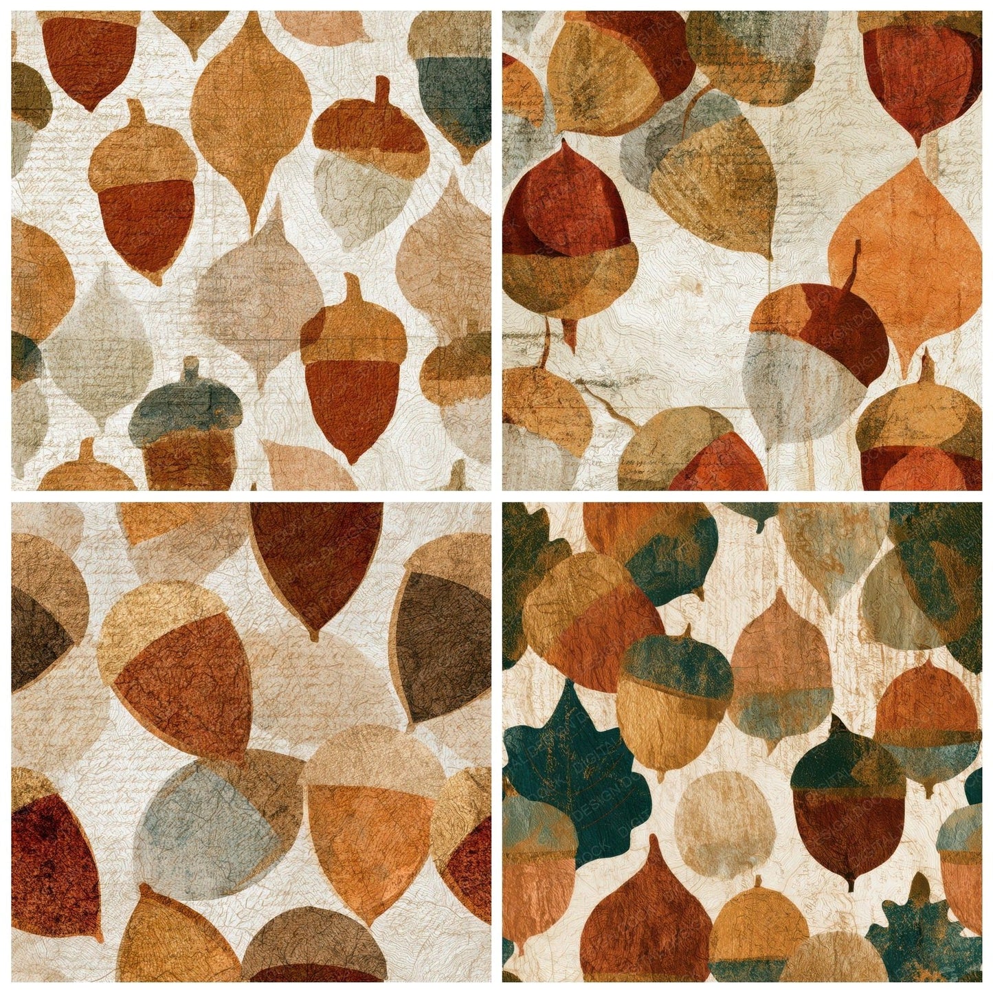 Antique Map Acorn Sienna Digital Paper Pack (DDD012626)