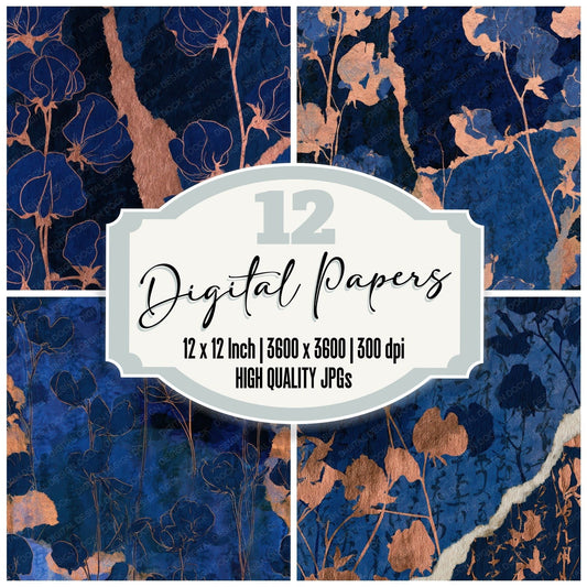 Collage Sweet Pea Midnight Silver Digital Paper Pack (DDD012627)