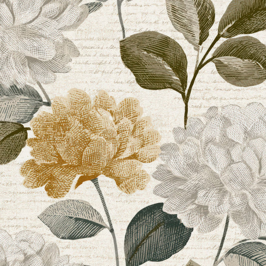 Engraving Block Print Florals Bone Digital Paper Pack (DDD012631)