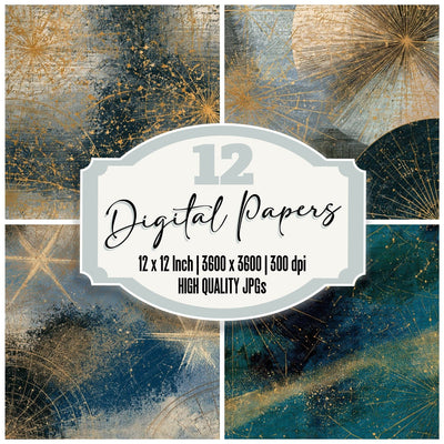 Engraving Star Charts Sumi Black Digital Paper Pack (DDD012632)
