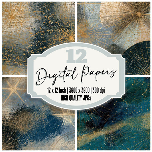 Engraving Star Charts Sumi Black Digital Paper Pack (DDD012632)