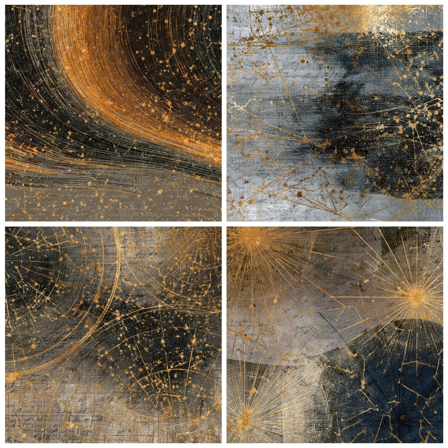 Engraving Star Charts Sumi Black Digital Paper Pack (DDD012632)