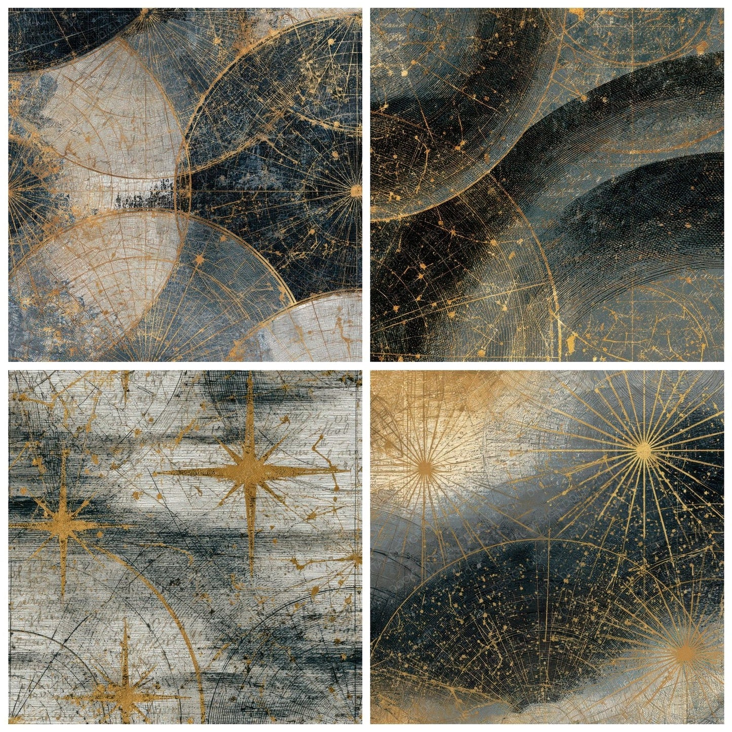 Engraving Star Charts Sumi Black Digital Paper Pack (DDD012632)