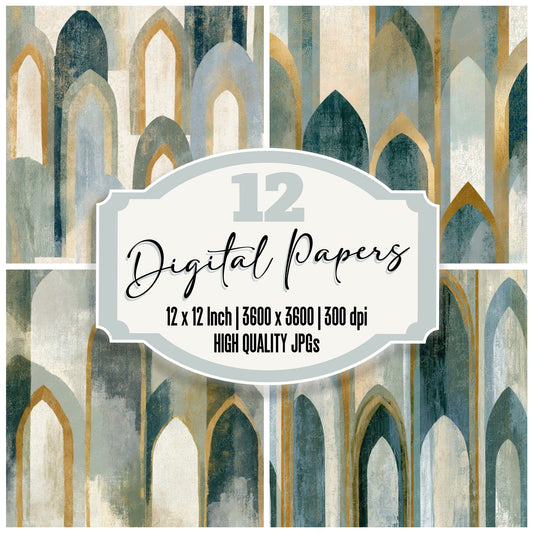 Gouache Gothic Arches Bone Seamless Digital Paper Pack (DDD012635)