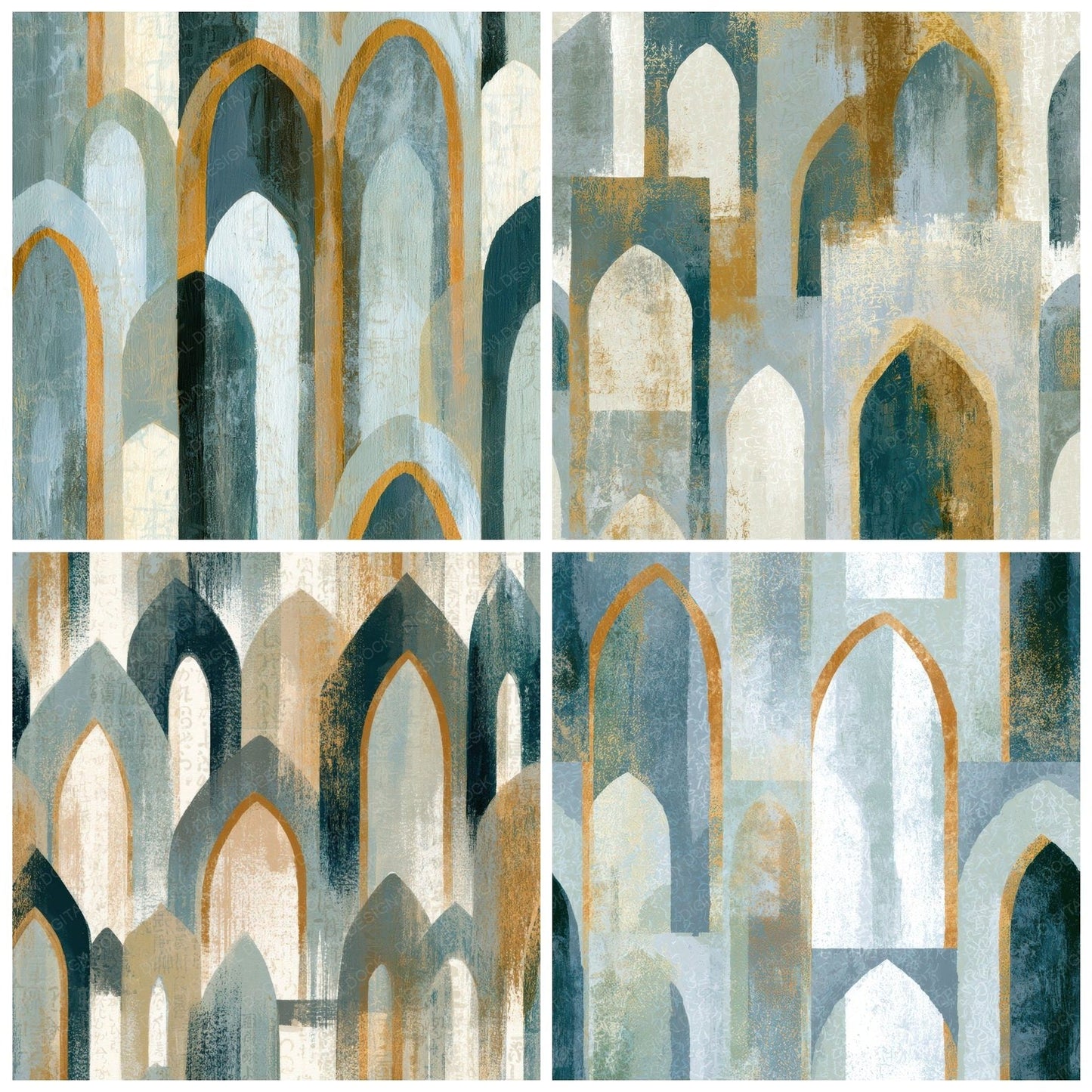 Gouache Gothic Arches Bone Seamless Digital Paper Pack (DDD012635)