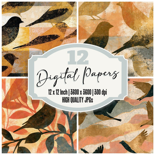 Lithograph Goldfinch Peach Cream Digital Paper Pack (DDD012638)
