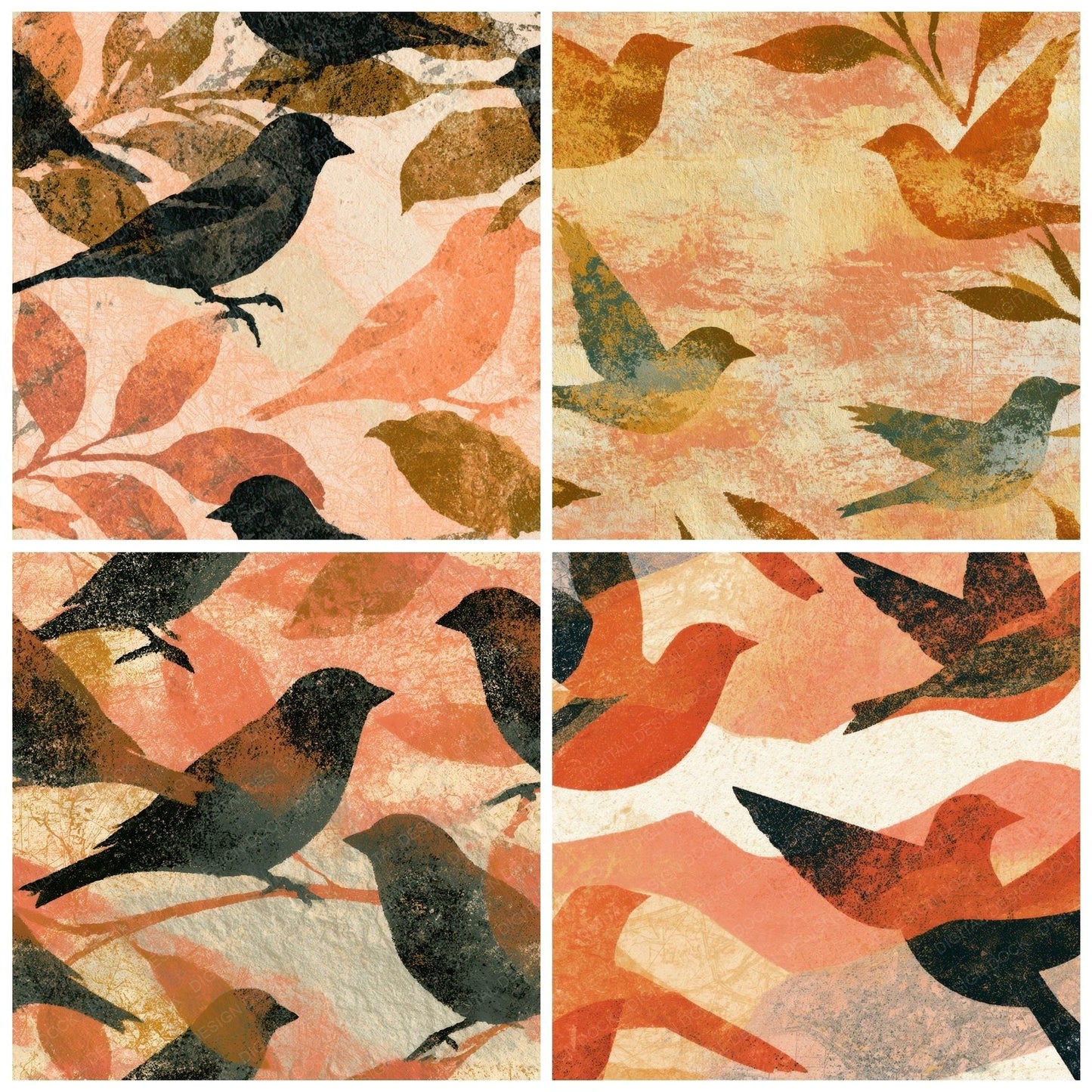 Lithograph Goldfinch Peach Cream Digital Paper Pack (DDD012638)