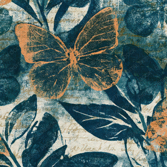 Monoprint Butterfly Wings Teal Bone Digital Paper Pack (DDD012639)