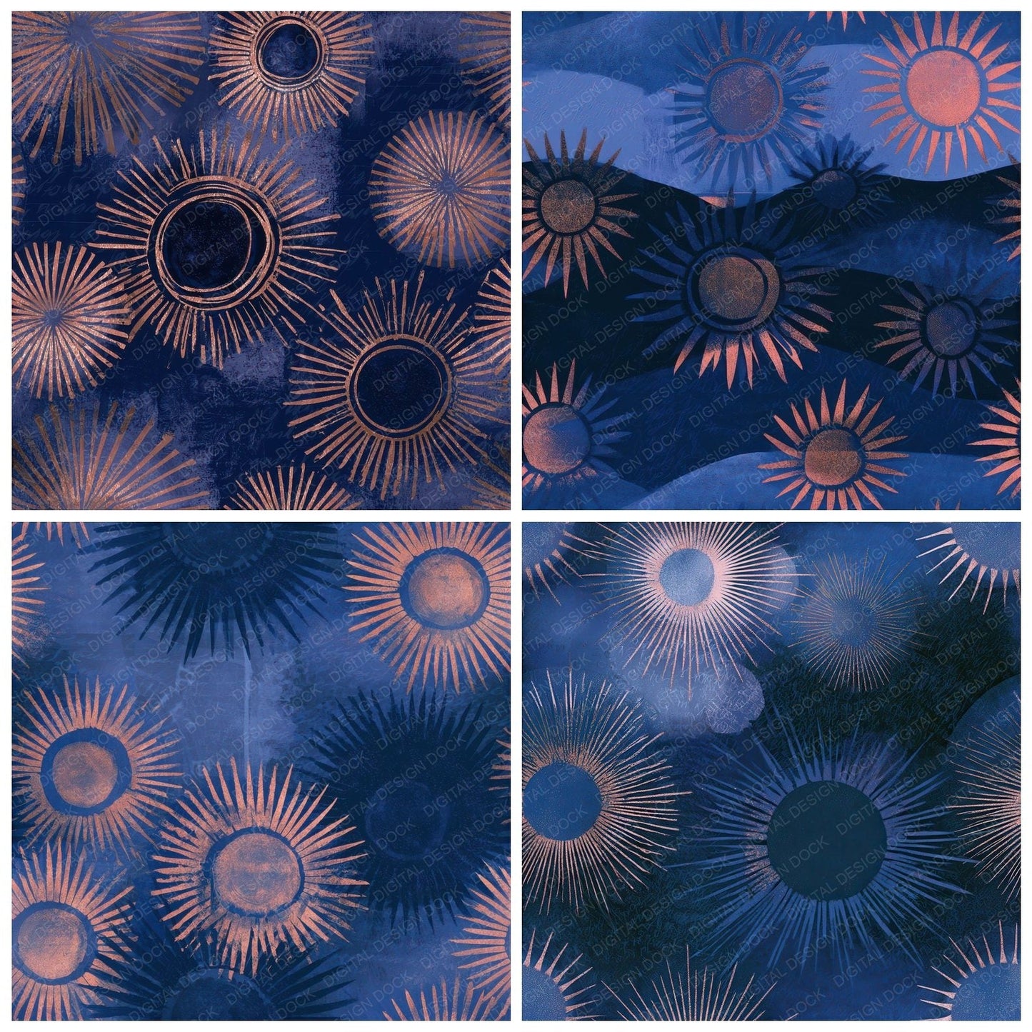 Risograph Sun Sapphire Seamless Digital Paper Pack (DDD012642)