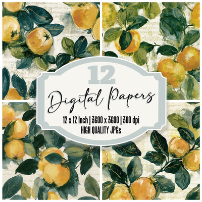 Watercolour Quince Amber Forest Seamless Digital Paper Pack (DDD012643)