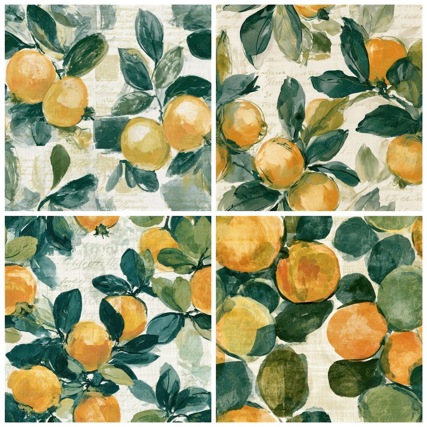 Watercolour Quince Amber Forest Seamless Digital Paper Pack (DDD012643)