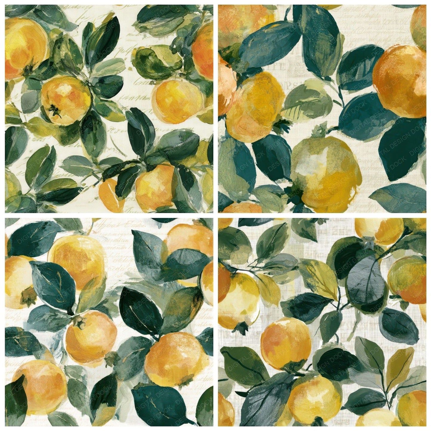 Watercolour Quince Amber Forest Seamless Digital Paper Pack (DDD012643)