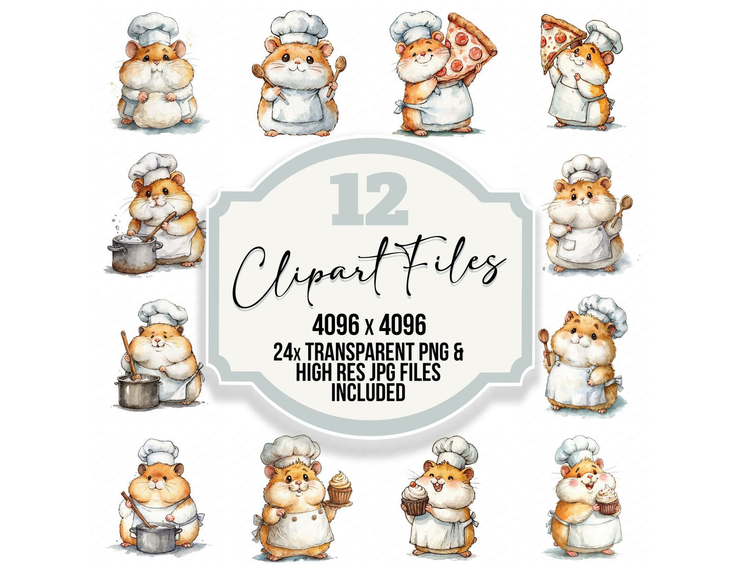 Funny Chef Hamster Character Clipart Set (DDD012651)