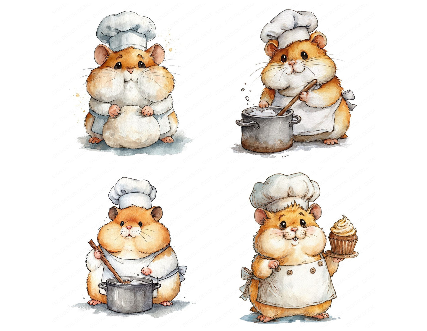 Funny Chef Hamster Character Clipart Set (DDD012651)